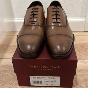 NWB To Boot New York Italian leather brown cap toe oxfords